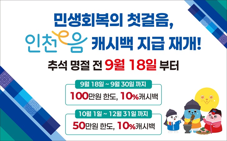인천사랑상품권(인천e음) 캐시백 재개 1 